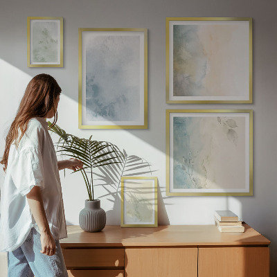 Billedsæt over sofa Pastel akvareller på lærred