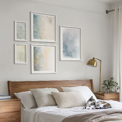 Billedsæt over sofa Pastel akvareller på lærred
