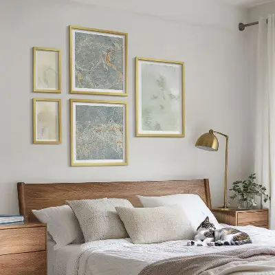 Billedsæt over sofa med pastel akvarelmaling teksturer