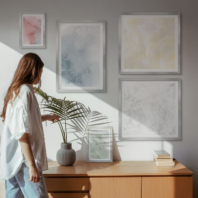 Billedsæt over sofa Pastel akvareller på lærred