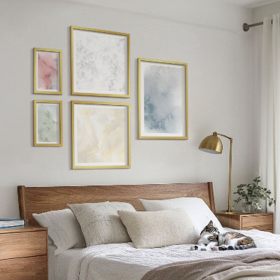 Billedsæt over sofa Pastel akvareller på lærred