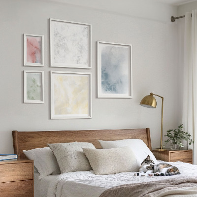 Billedsæt over sofa Pastel akvareller på lærred