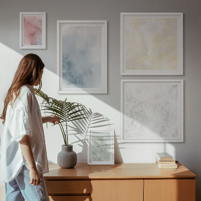 Billedsæt over sofa Pastel akvareller på lærred