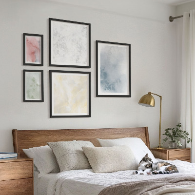 Billedsæt over sofa Pastel akvareller på lærred
