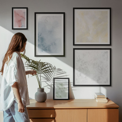 Billedsæt over sofa Pastel akvareller på lærred