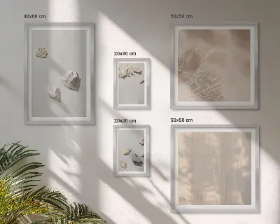 Billedkomposition til væg boho dekorationssæt med stenmotiv fra stranden