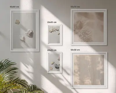 Billedkomposition til væg boho dekorationssæt med stenmotiv fra stranden