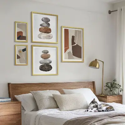 Abstrakt boho kunst til billedvæg billedsæt til over sofaen