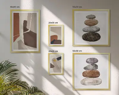 Abstrakt boho kunst til billedvæg billedsæt til over sofaen
