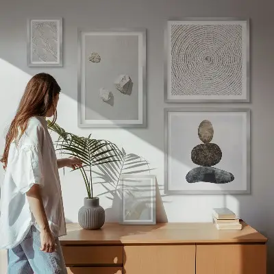 Billedsæt over sofa moderne maleri med sandstensmotiv