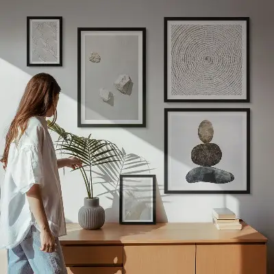 Billedsæt over sofa moderne maleri med sandstensmotiv
