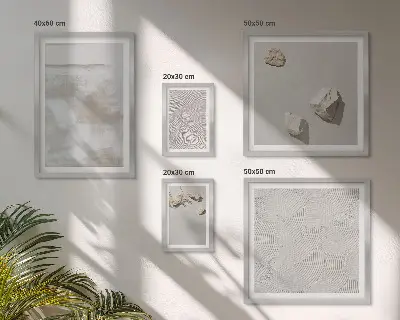 Billedkomposition til væg med sandsten og boho-tekstur