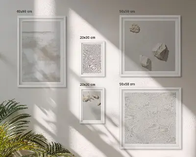 Billedkomposition til væg med sandsten og boho-tekstur