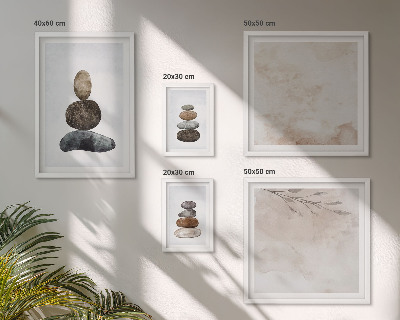 Billedsæt over sofa Stakke af sten boho maleri