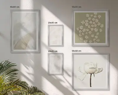 Billedkomposition til væg blomster med moderigtige boho-teksturer