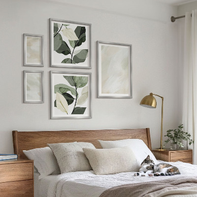 Billedsæt over sofa Lyse maling abstrakt boho