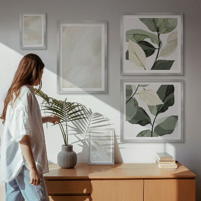 Billedsæt over sofa Lyse maling abstrakt boho