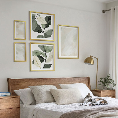 Billedsæt over sofa Lyse maling abstrakt boho