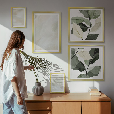 Billedsæt over sofa Lyse maling abstrakt boho