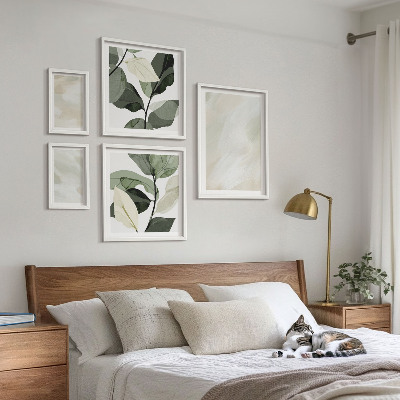 Billedsæt over sofa Lyse maling abstrakt boho