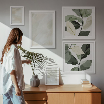 Billedsæt over sofa Lyse maling abstrakt boho