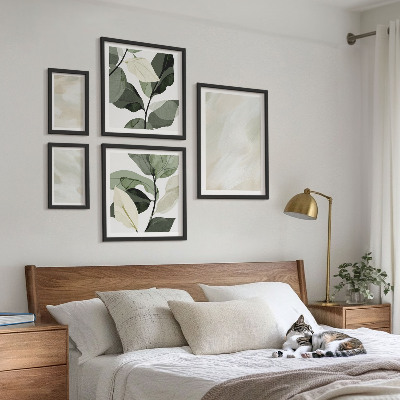 Billedsæt over sofa Lyse maling abstrakt boho