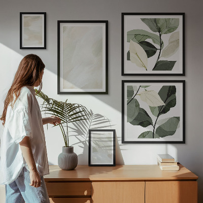 Billedsæt over sofa Lyse maling abstrakt boho