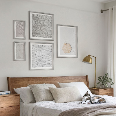 Billedsæt over sofa Lyse boho sandteksturer