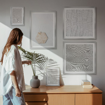Billedsæt over sofa Lyse boho sandteksturer