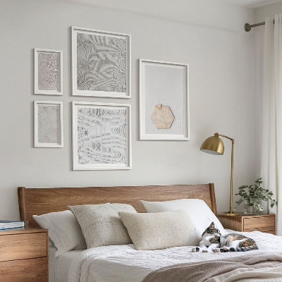 Billedsæt over sofa Lyse boho sandteksturer