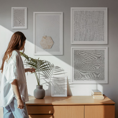 Billedsæt over sofa Lyse boho sandteksturer