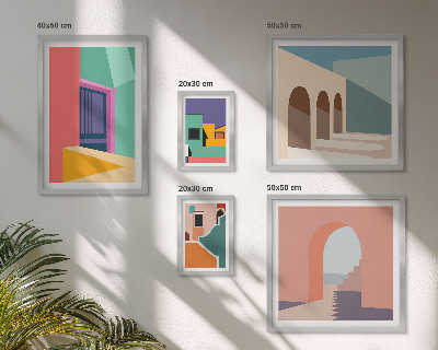 Billedkomposition til væg Farverige illustrationer af byen