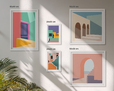 Billedkomposition til væg Farverige illustrationer af byen