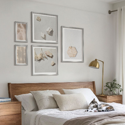 Billedsæt over sofa Subtile boheme naturlige teksturer