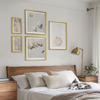 Billedsæt over sofa Subtile boheme naturlige teksturer