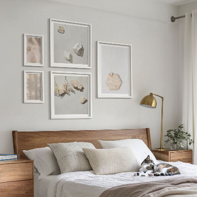 Billedsæt over sofa Subtile boheme naturlige teksturer