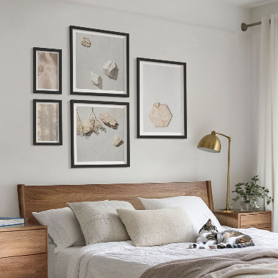 Billedsæt over sofa Subtile boheme naturlige teksturer