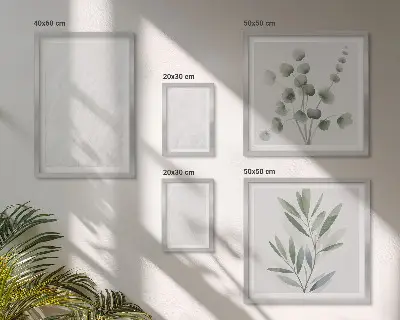 Billedsæt over sofa med elegant marmor og kviststruktur