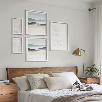 Billedsæt over sofa Hvide pletter abstrakt baggrund