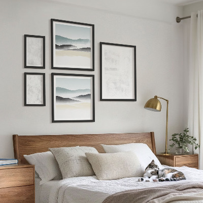 Billedsæt over sofa Hvide pletter abstrakt baggrund