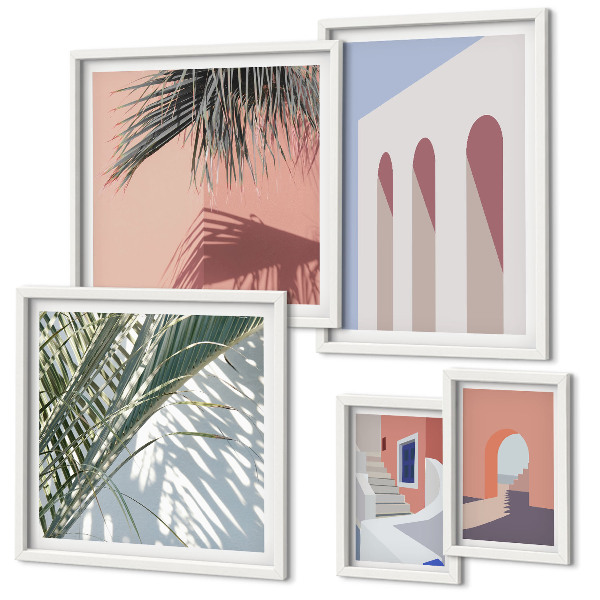 Billedsæt over sofa Illustrationer af byarkitektur