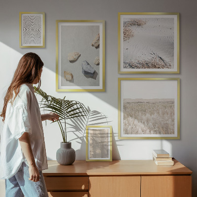 Billedsæt over sofa Boho naturlige teksturer