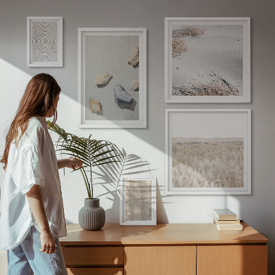 Billedsæt over sofa Boho naturlige teksturer
