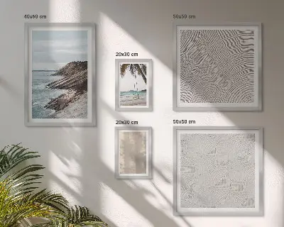 Billedkomposition til væg sommerudsigt over sand og hav