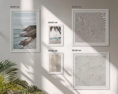 Billedkomposition til væg sommerudsigt over sand og hav