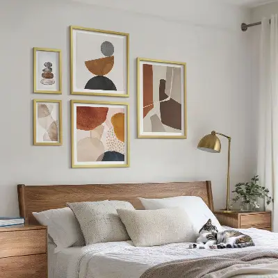 Abstrakt malerisæt billedsæt til ophængning over sofaen