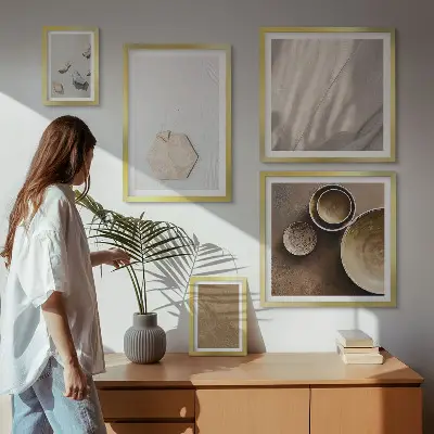 Billedkomposition til væg med varme minimalistiske teksturer