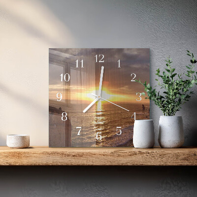 Firkantet vægur Solnedgang