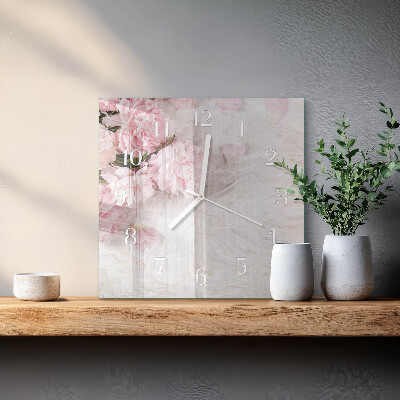 Firkantet vægur Blomster