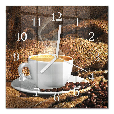 Firkantet vægur Kaffebønner